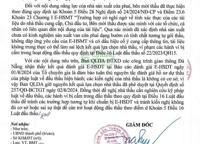 Liên danh CC1 – Bạch Đằng bị loại tại gói thầu 358,4 tỷ đồng vì ‘không trung thực’