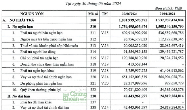 Nợ phải trả của Cao su Đà Nẵng phình to khá nhanh sau nửa đầu năm 2024