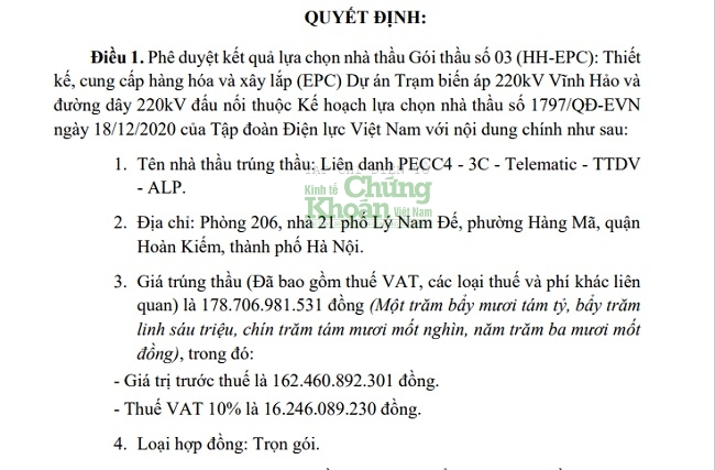 3C INC góp mặt trong rất nhiều gói thầu lớn ngành điện lực