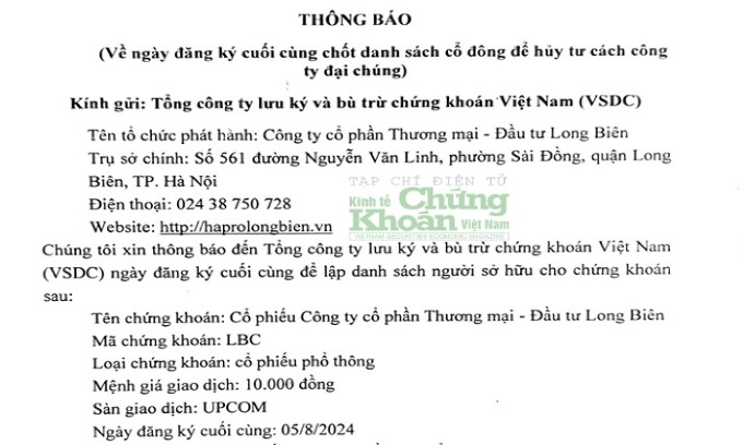 Hapro Long Biên 'lui vào bóng tối’ khi hủy tư cách đại chúng, hé lộ các cổ đông lớn