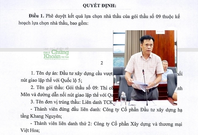 Ông Vũ Văn Tùng (ảnh nhỏ), GĐ Ban QLDA Đầu tư xây dựng Hải Dương, người vừa ký quyết định phê duyệt liên danh gồm Công ty Việt Hoa trúng gói thầu hơn 371,8 tỷ đồng